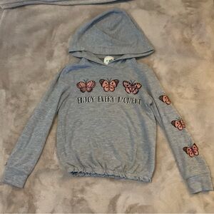 Gray Butterfly Kids Hoodie